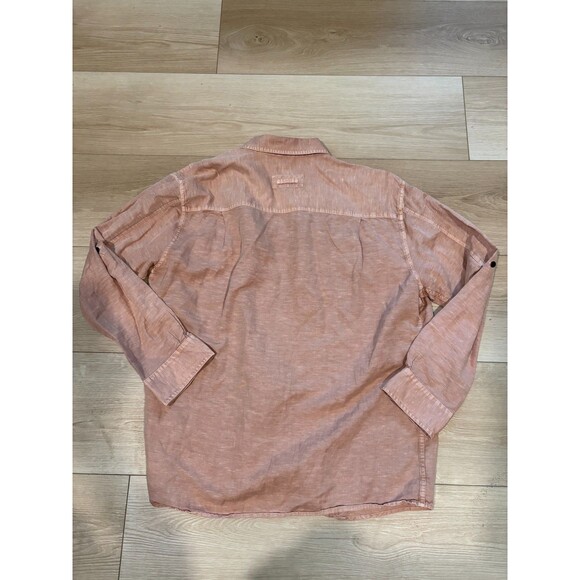 ORVIS Active Fit XL Linen Cotton Silk Blend Shirt Button Down Long Sleeve Pink - Picture 9 of 9